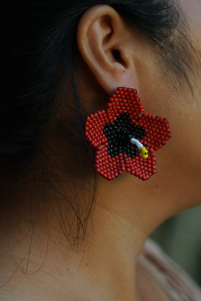 Gumamela Flower Beaded Earrings